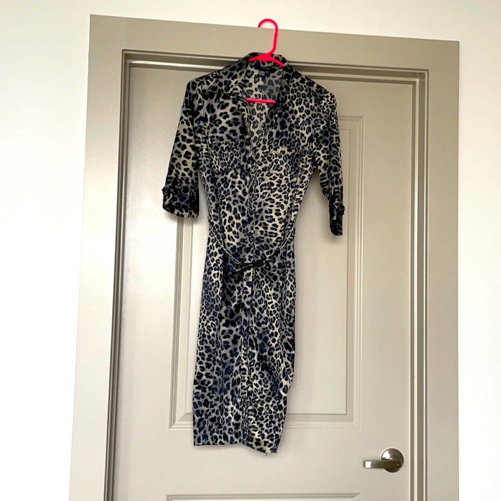 Zara black & grey leopard print dress with belt